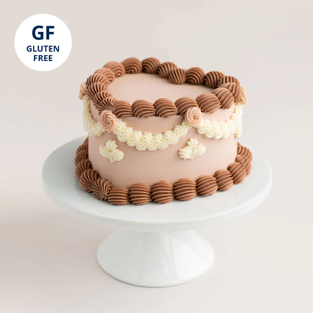 Gluten Free Taupe Vintage Heart Cake