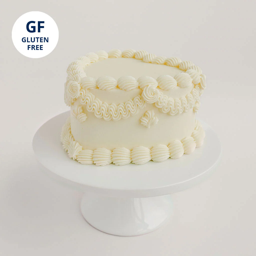 Gluten Free White Vintage Heart Cake