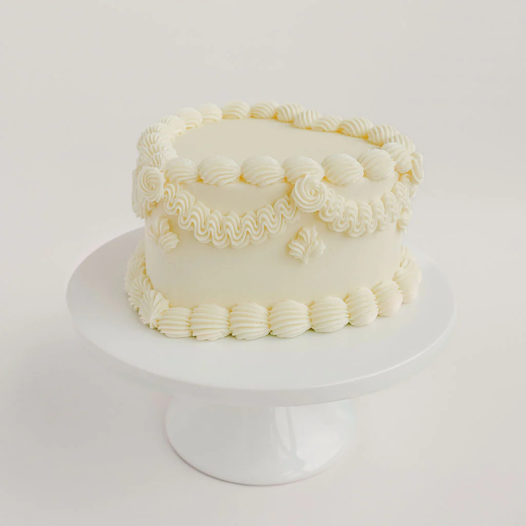 Gluten Free White Vintage Heart Cake - Image 2